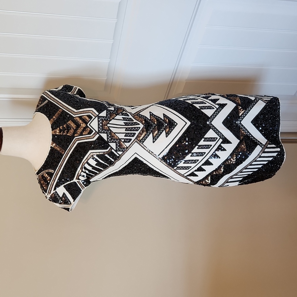 EUC Express Geometric Pattern Sequin Dress